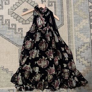 Maeve by Anthro Floral, shiny holiday Dress